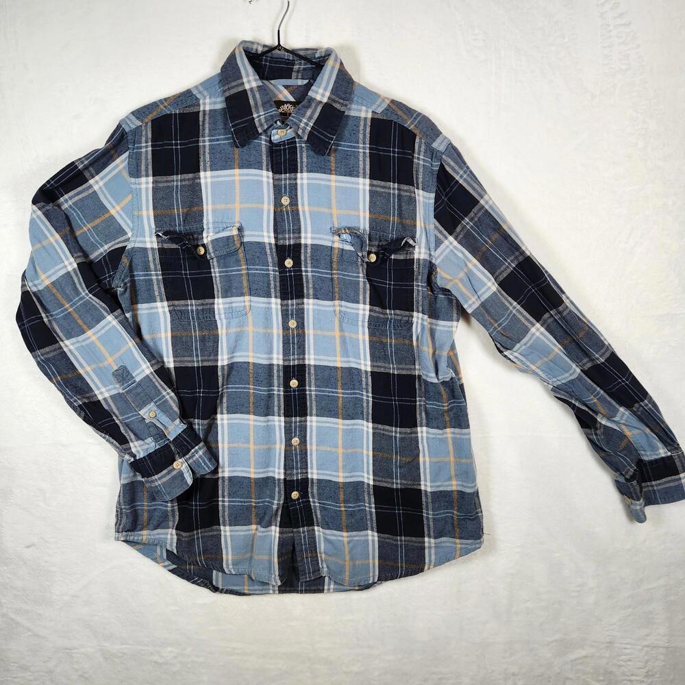 Timberland Blue Plaid‎ Flannel Shirt Cotton Size Medium